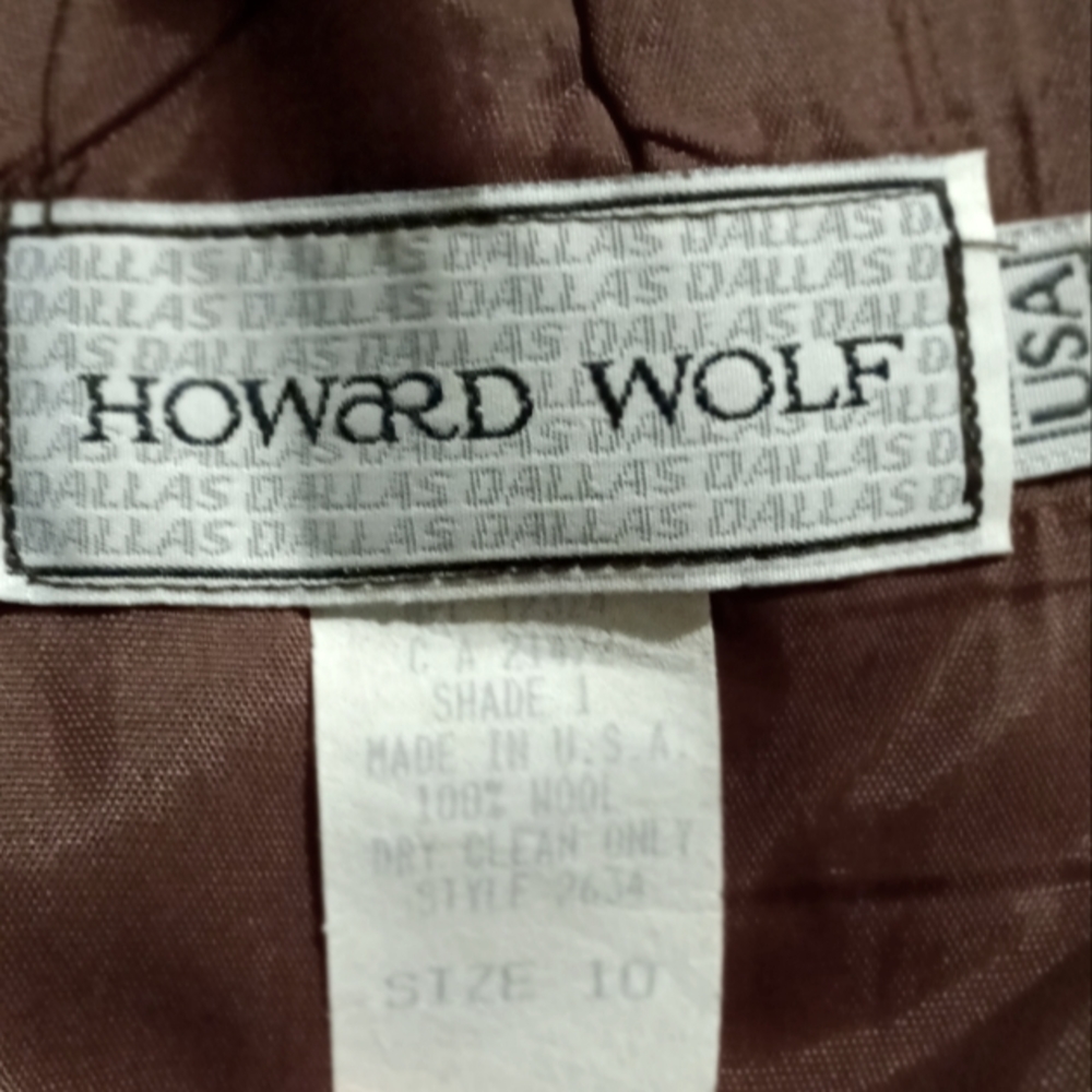 Howard Wolf, Vintage, 100% Wool, High Waist, Pockets, Brown, Pencil Skirt, Lined